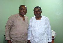Drs Abemey (left) and Nkrumah Mills (in white) of VTA Hospital Akosombo