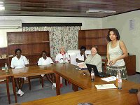 Christine gets ready to lecture at Akosombo